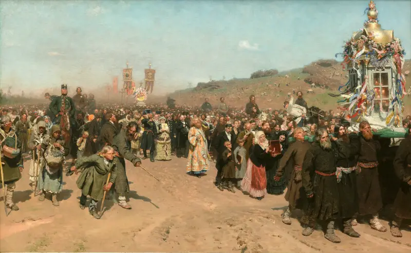 Religiöse Prozession in der Provinz Kursk von Ilja Repin